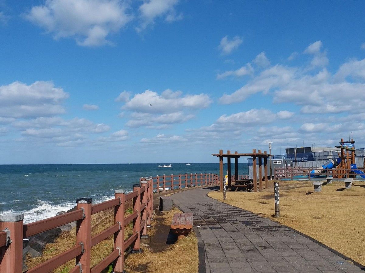 Seaside boardwalk: Close contact with Longtou Rock